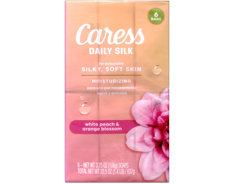 Caress Daily Silk Moisturizing Soap, White Peach & Orange Blossom, 3.75 oz 6 Bars - 2 Pack - Image 2